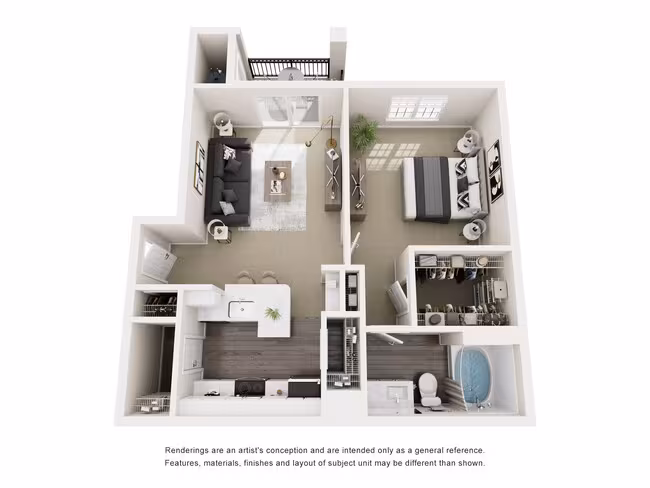 1 Bed • 1 Bath 0128 floor plan